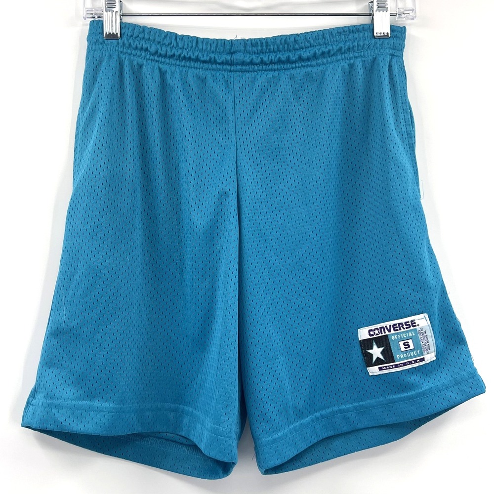 CONVERSE Men's Sz S Vintage 90s MADE IN USA Turquoise Mesh 7" Basketball Shorts